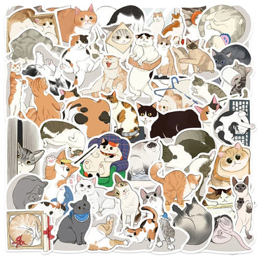 10/30/50PCS Kawaii Angry Cat Sticky PVC Sticker Aesthetic DIY Decoration Scrapbooking Korean Hand Accounting Supplies for Kids (ONLINE ORDER ONLY)