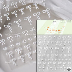 White Pearl Various Bowknot Line Tassel Tender Ribbon Arc Charming Self Adhesive Nail Art Decorations Stickers Manicure Decals (ONLINE ORDER ONLY)