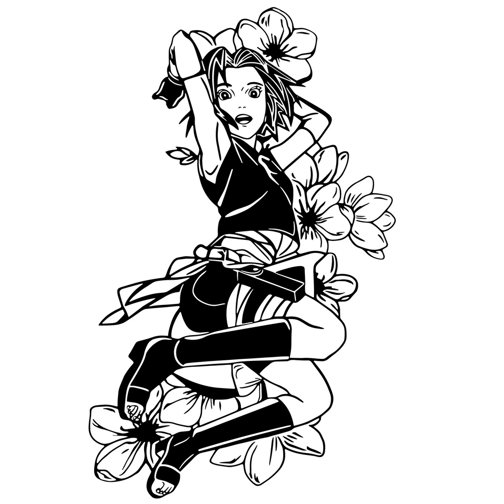 Anime Large Pattern Car Sticker Japanese Anime Cherry Blossom Decoration Window Side Auto Parts Girl Vinyl Decals (ONLINE ORDER ONLY)