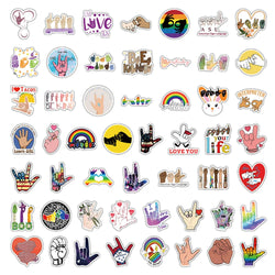 10/30/50PCS American Sign Language Finger Love Stickers Toys For Kid DIY Wateproof Suitcase Skateboard Phone Cute Cartoon Decals (ONLINE ORDER ONLY)