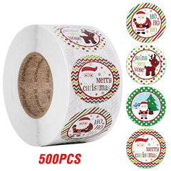 100-500pcs/roll Christmas Sticker Seal Labels Stickers 4 Designs Pattern Cartoon Reward Sticker For Kids Toys Gift Waterproof (ONLINE ORDER ONLY)