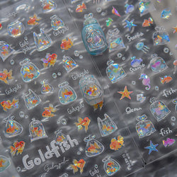 Sackful Starfish Goldfish Jellyfish Seahorse Bubbles Conch Ocean Whale Brocaded Carp Adhesive Nail Art Stickers Manicure Decals (ONLINE ORDER ONLY)