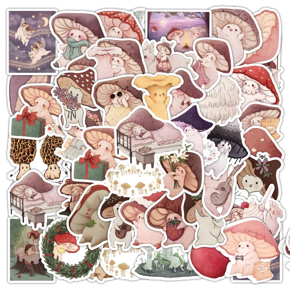 Mushroom Cartoon Stickers 10/30/50pcs Waterproof for Luggage, Car, Laptop, Phone, Kids Toys (ONLINE ORDER ONLY)