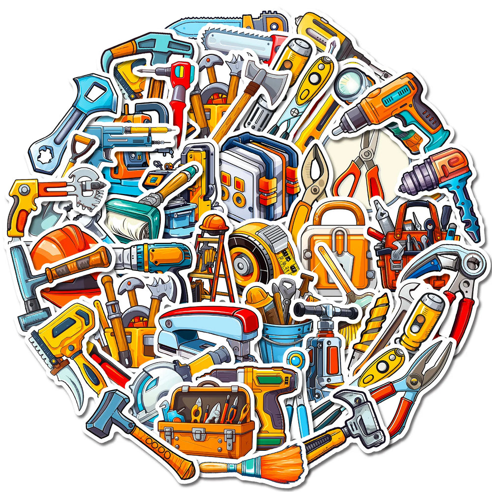 Electric Hand Tools Stickers Pack for DIY, Phone, Helmet, Laptop, Skateboard (ONLINE ORDER ONLY)