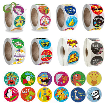 500pcs/roll Reward Stickers Encouragement Stickers for Kids Motivational Stickers with Cute Animals for Students Teachers GYH (ONLINE ORDER ONLY)