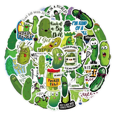 10/60Pcs Pickled Cucumber Cartoon Graffiti Stickers Phone Guitar Laptop Notebook Suitcase Cup Waterproof Sticker Decals Kids Toy (ONLINE ORDER ONLY)