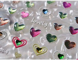 Lovely Love Heart Graffiti Crystal Geometric Cat's Eye Macaron Color Hollow Out Self Adhesive Nail Art StickersManicure Decals (ONLINE ORDER ONLY)