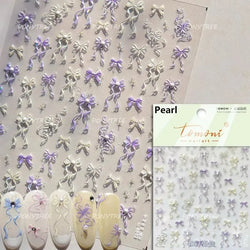 Lace Bowknot Hollow Out Fabric Art Fragmentation Sensation Petal Embossed Hottie Adhesive Nail Art Sticker Chic Manicure Decals (ONLINE ORDER ONLY)
