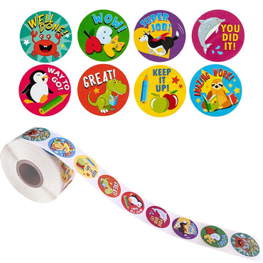 100-500pcs Reward Stickers Encouragement Sticker Roll For Kids Motivational Stickers With Cute Animals For Students Teachers (ONLINE ORDER ONLY)