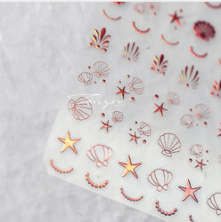 Shiny Laser Constellation Totem Pink Blue Gold Silver Shell Starfish Moon Star 3D Self Adhesive Nail Art Sticker Manicure Decals (ONLINE ORDER ONLY)