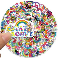 50/100PCS Hippie Trippy Rainbow Psychedelic Graffiti Stickers for Laptop Motorcycle Skateboard Waterproof Decal Sticker Toys (ONLINE ORDER ONLY)