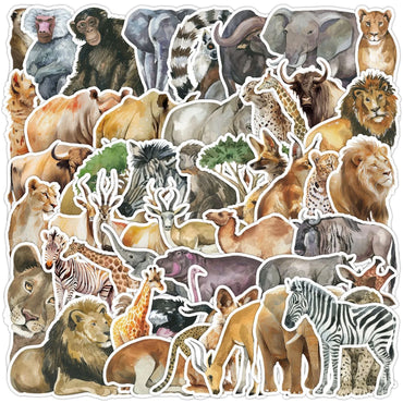 10/30/50pcs Cartoon Zoo Wild Animals Stickers Aesthetic DIY Toy Phone Skateboard Laptop Fridge Car Decals Graffiti Sticker (Online Order Only)