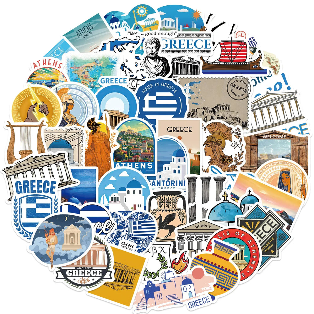 Greece Travel Scenery Stickers for Phone Laptop Luggage Skateboard Decals Gift (ONLINE ORDER ONLY)