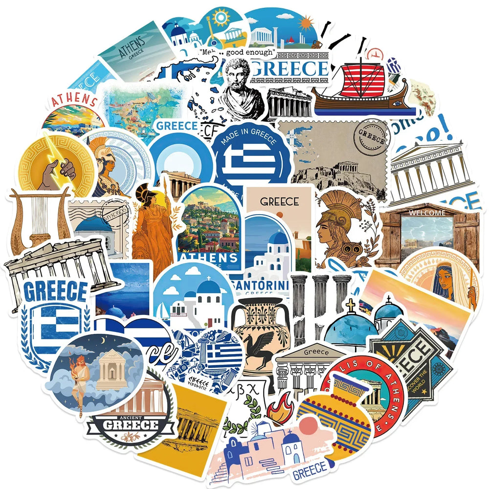 Greece Travel Scenery Stickers for Phone Laptop Luggage Skateboard Decals Gift (ONLINE ORDER ONLY)