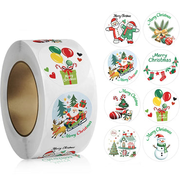 100-500pcs Merry Christmas Stickers Christmas Theme Seal Labels Stickers For DIY Gift Baking Package Envelope Stationery Decor (ONLINE ORDER ONLY)
