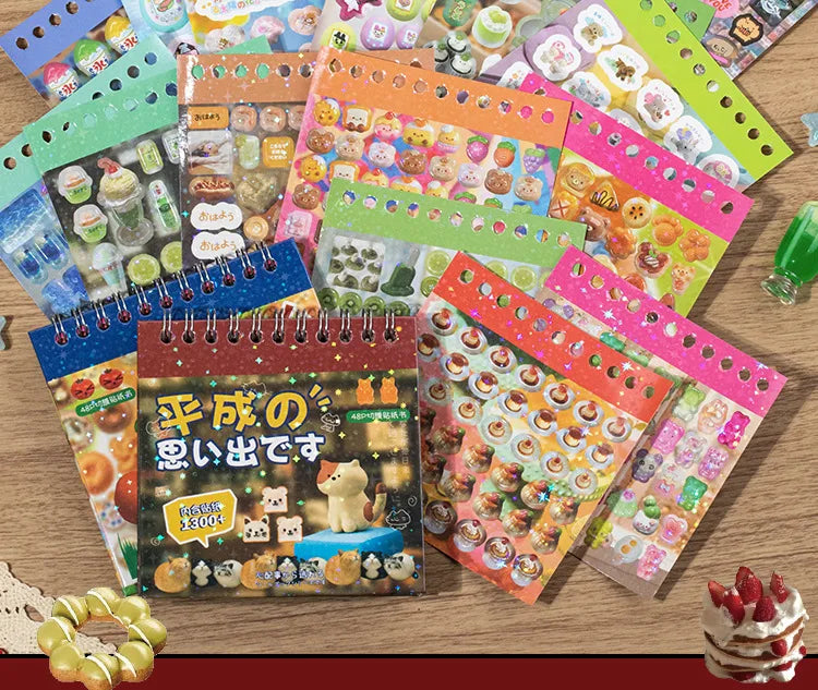 48 sheets Japanese Retro Y2K Decorative Stickers Phone Case Laptop Kpop Photocard Scrapbooking Sticker Book Kids Gift Stationery (ONLINE ORDER ONLY)