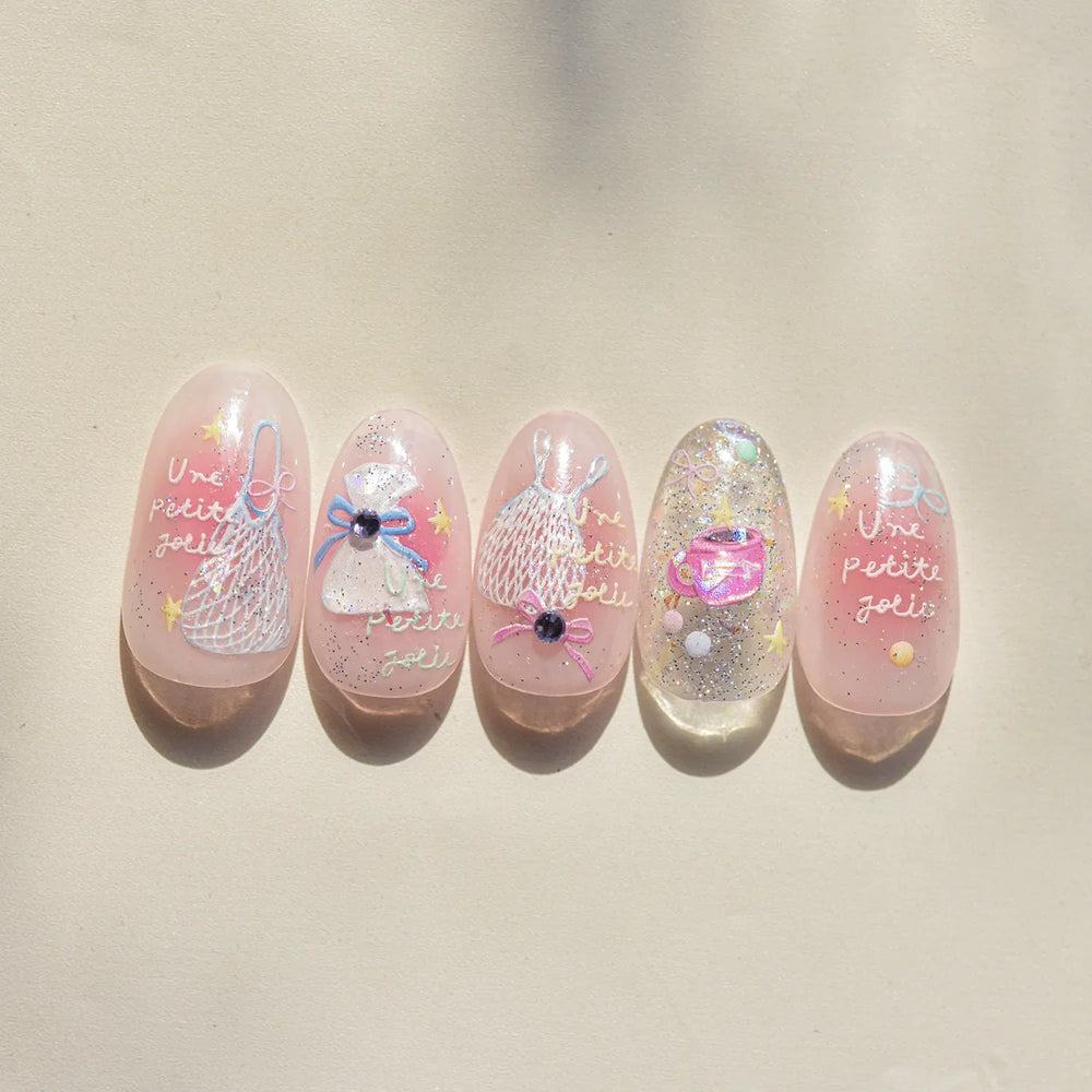 Cute Dream Catcher Net Bag Water Cup Woven Mesh Star Dreamy Bowknot Butterfly Embossed Adhesive Nail Art Sticker Manicure Decal (ONLINE ORDER ONLY)