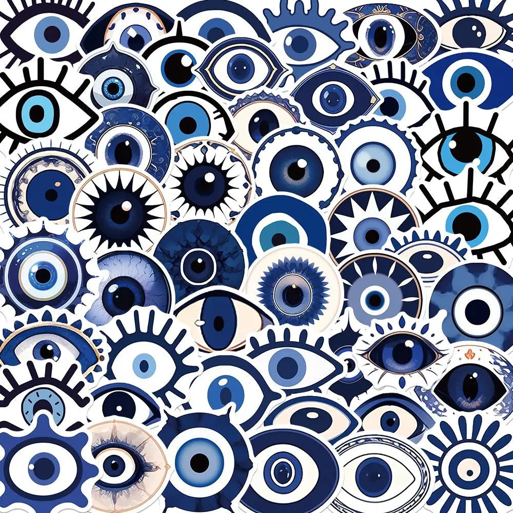 50PCS Blue Eye Sticker Waterproof Laptop Luggage Phone Skateboard Decal (Online Order Only)