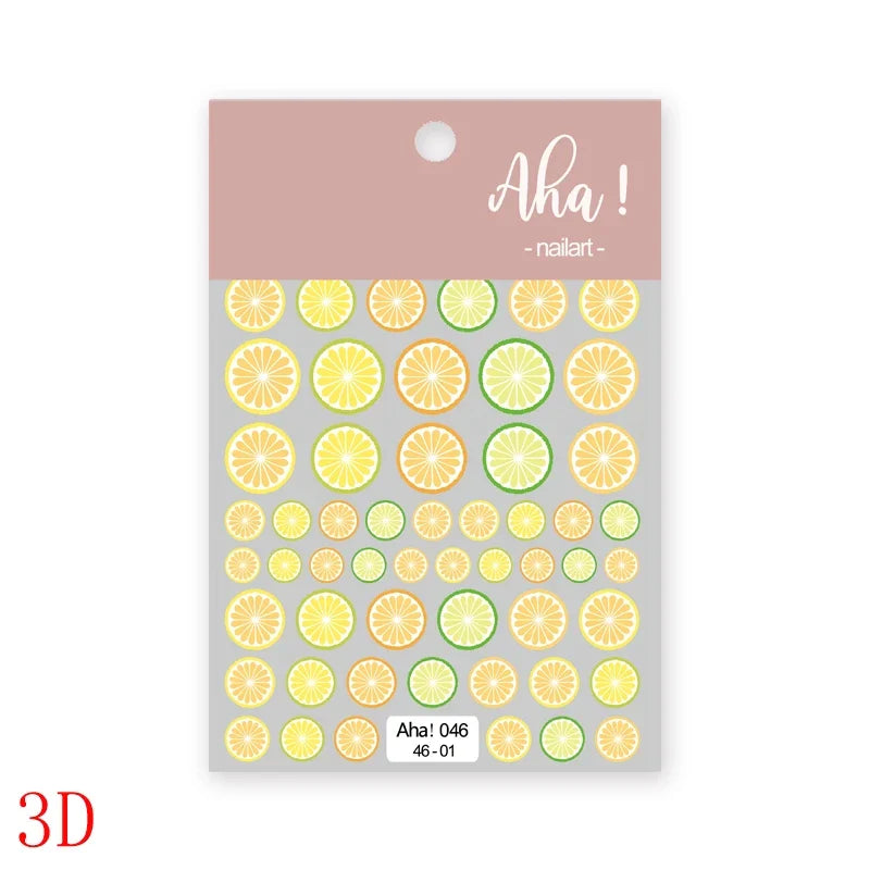 1Pc Summer Nail Art Sticker Lemon Nail Decal Nail Art Supplies Cute Fruit Strawberry Cherry Watermelon Avocado Lemon Nail Design (ONLINE ORDER ONLY)