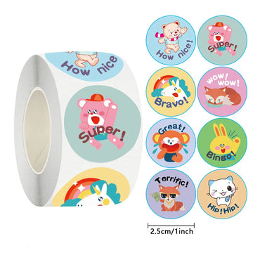 100-500pcs Cute Animal Reward Stickers with Word Motivational Stickers for School Teacher Kids Student Stationery Stickers (ONLINE ORDER ONLY)