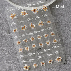 Embossed Shiny Vigor Sunflower Turnsole Vitality Butterfly Daisy Oil Painting Plant 5D Adhesive Nail Art Sticker Manicure Decals (ONLINE ORDER ONLY)