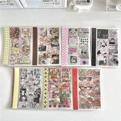 18Pc Set Japanese Y2K Cute Sticker Double Transparent Die cut Sticker Journal Handbook Scrapbooking Decoration Sticker Kids Gift (ONLINE ORDER ONLY)