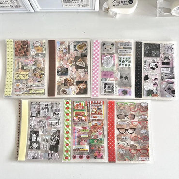 18Pc Set Japanese Y2K Cute Sticker Double Transparent Die cut Sticker Journal Handbook Scrapbooking Decoration Sticker Kids Gift (ONLINE ORDER ONLY)