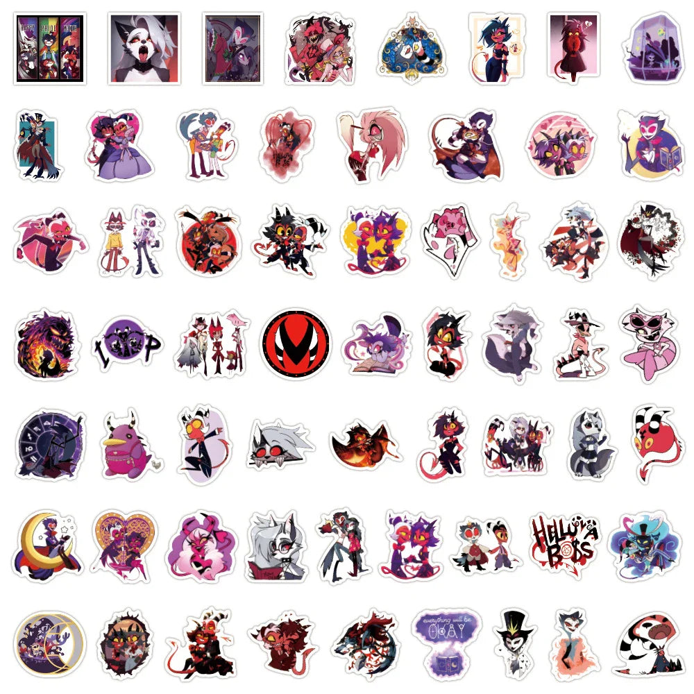 10/30/50/120pcs Helluva Boss Anime Graffiti Stickers Decoration Laptop Notebook Phone Suitcase Car Waterproof DIY Stickers Toys (ONLINE ORDER ONLY)