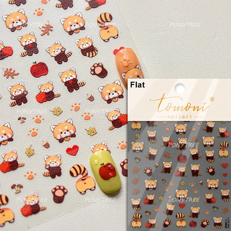 Sweater Glovesvacuum Cup Milk Fallen Leaves Kitten Adhesive Nail Art Stickers Warm Suitpinecone Kitchenware Cat Manicure Decals (ONLINE ORDER ONLY)