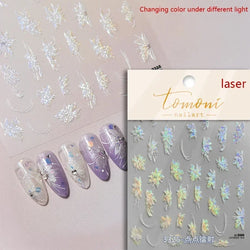 Bronzing Jelly Laser Snowflake Christmas Hot 5D Soft Embossed Relief Self Adhesive Nail Art Decoration Sticker 3D Manicure Decal (ONLINE ORDER ONLY)