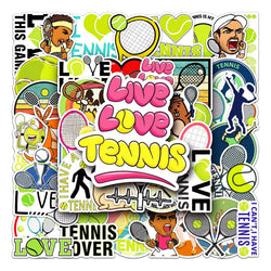 50Pcs Tennis Cartoon Waterproof Vinyl Stickers for Skateboard Snowboard (Online Order Only)