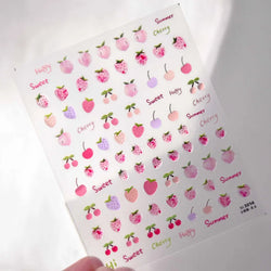 Cute Fresh Fruit Lovely Red Strawberry Grape Cherry Peach 3D Jelly Design Dopamine Self Adhesive Nail Art Sticker Manicure Decal (Online Order Only)