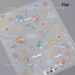 Colorful Fireworks Burst Hot Stamping Process Laser Pink Bright Romantic Self Adhesive Nail Art Stickers Chic Manicure Decals (ONLINE ORDER ONLY)