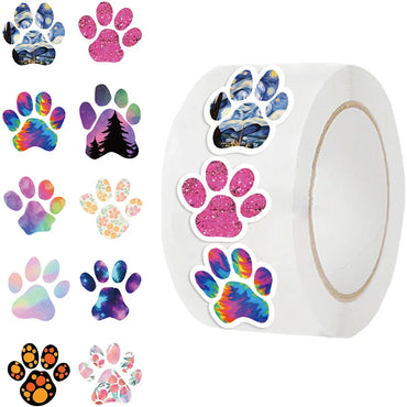 100-500pcs Creative Dog Paw Stickers Children Learning Reward Stationery Sticker Fashion Office School Decoration Seal Stickers (ONLINE ORDER ONLY)