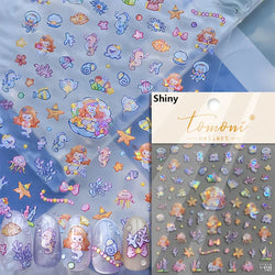 Summer Beach Dreamy Water Bubble Mermaid Shell Conch Starfish Jellyfish Soft Relief Decoration Nail Art Stickers Manicure Decals (ONLINE ORDER ONLY)