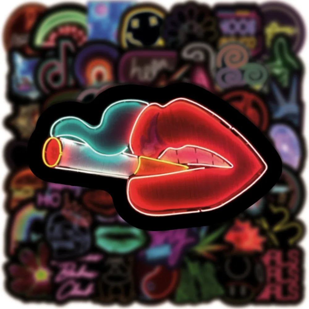 50Pcs Personalized Neon Series Graffiti Stickers Suitable for Laptop Helmets Desktop Decoration DIY Stickers Wholesale (Online Order Only)