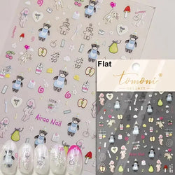 Charming Cherry's Cake Cute Bowknot Pink Blue Bear Flower Bouquet Strawberry Adhesive Nail Art Sticker Rhinestone Manicure Decal (Online Order Only)