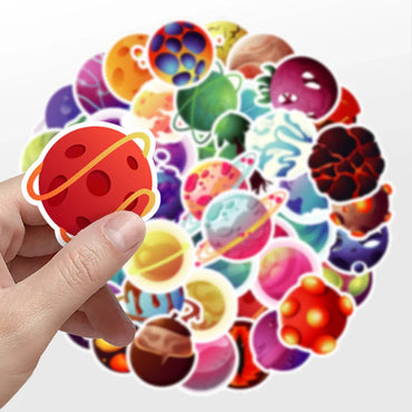 10/30/50PCS Kawaii Planet Graffiti Stickers Outer Space Cute Decals For Fridge Skateboard Helmet Bike Car Sticker Toy Decoration (Online Order Only)