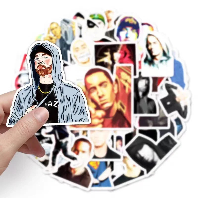 Cool White Detroit Rapper Eminem Hip Hop Sticker Packs (ONLINE ORDER ONLY)