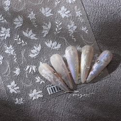 Pure White Lily Petals Flower Butterfly Branch Leaves Line Minimalist Self Adhesive Nail Art Decorations Sticker Manicure Decals (ONLINE ORDER ONLY)