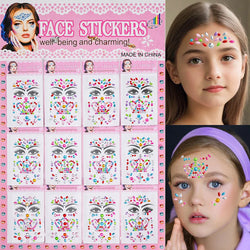 12Pcs 3D Stickers On The Face Rhinestone Makeup Bright Face Art Sticker Girl's Temporary Tattoo Rhinestone For Strasse Makeup &* (Online Order Only)