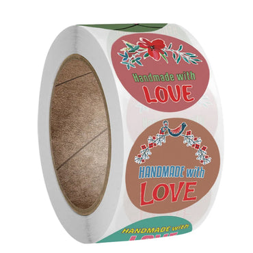 100-500pcs 1Inch DIY Hand Made With Love Label Wedding Stickers Adhesive Sticker Kraft Round Labels Wholesale price (Online Order Only)