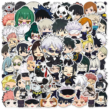60pcs Jujutsu Kaisen Cartoon Stickers for Helmet, Wall, DIY Decoration (Online Order Only)