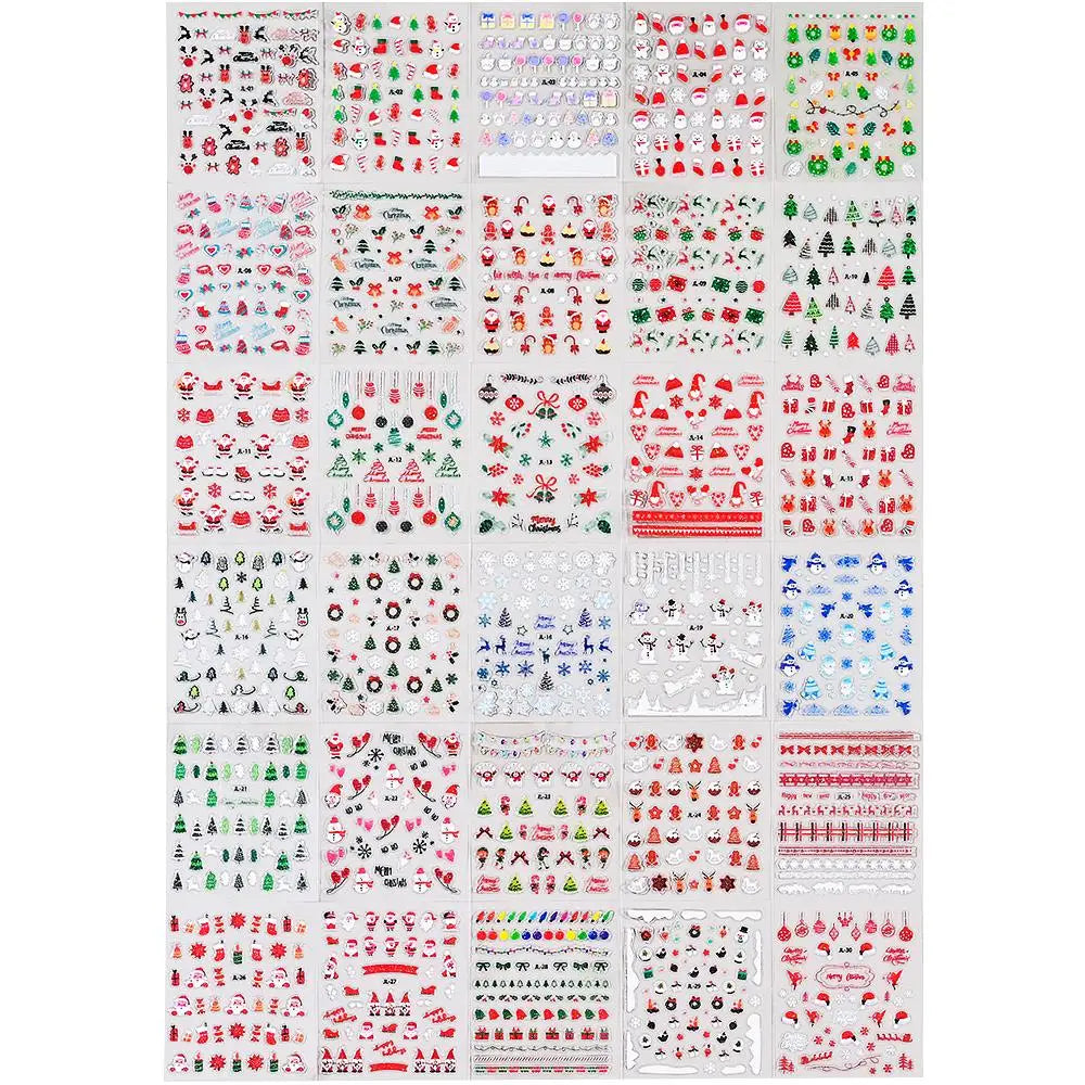 30 Sheets Cute Penguin Winter Nail Stickers Set 3D Snowflake Christmas Decals Tree Elk Bell Self Adhesive Slider Manicure Tips * (ONLINE ORDER ONLY)