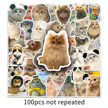 10/30/50/100PCS Kawaii Cats Stickers Cute Kitten Decals Toys DIY Phone Laptop Scrapbook Stationery Fridge Car Funny Meme Sticker (Online Order Only)
