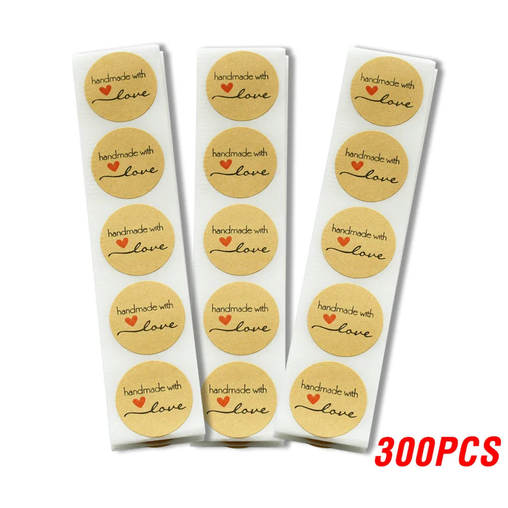 100-500pcs Round Natural Kraft Handmade Stickers Scrapbooking For Package Adhesive Thank You Sticker Seal Labels Stationery (ONLINE ORDER ONLY)