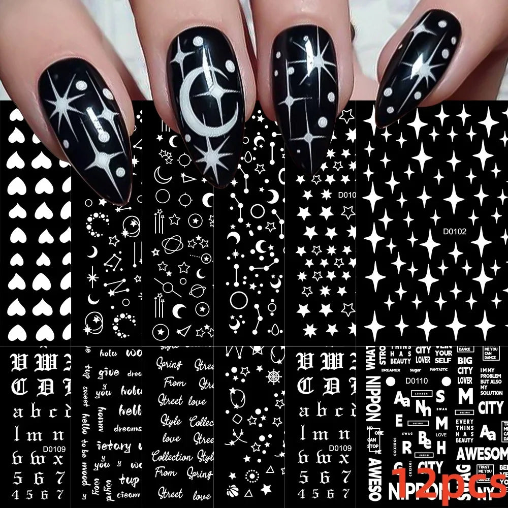12pcs 3D Golden Glitter Heart Love Nail Stickers Valentine Self Adhesive Cute Cartoon Decal Geometry Slider Manicure Decoration* (ONLINE ORDER ONLY)