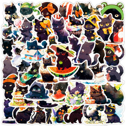 Kawaii Black Cat Stickers 10/30/50pcs Aesthetic Decals for Laptop, Suitcase, Fridge, Notebook (ONLINE ORDER ONLY)