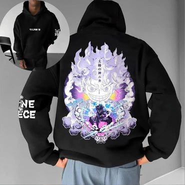 One Piece Luffy Gear 5 Nika Black Hoodie Streetwear (ONLINE ORDER ONLY)