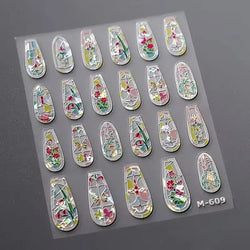 Retro Rose Gold Photo Frame Dried Flower Delicate Totem 3D Self Adhesive Nail Art Stickers 5D Shiny Rhinestone Manicure Decals (ONLINE ORDER ONLY)